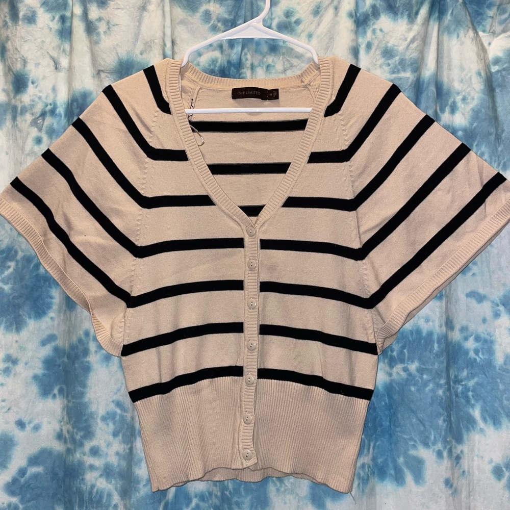 The Limited tan and black poncho type button up cardigan